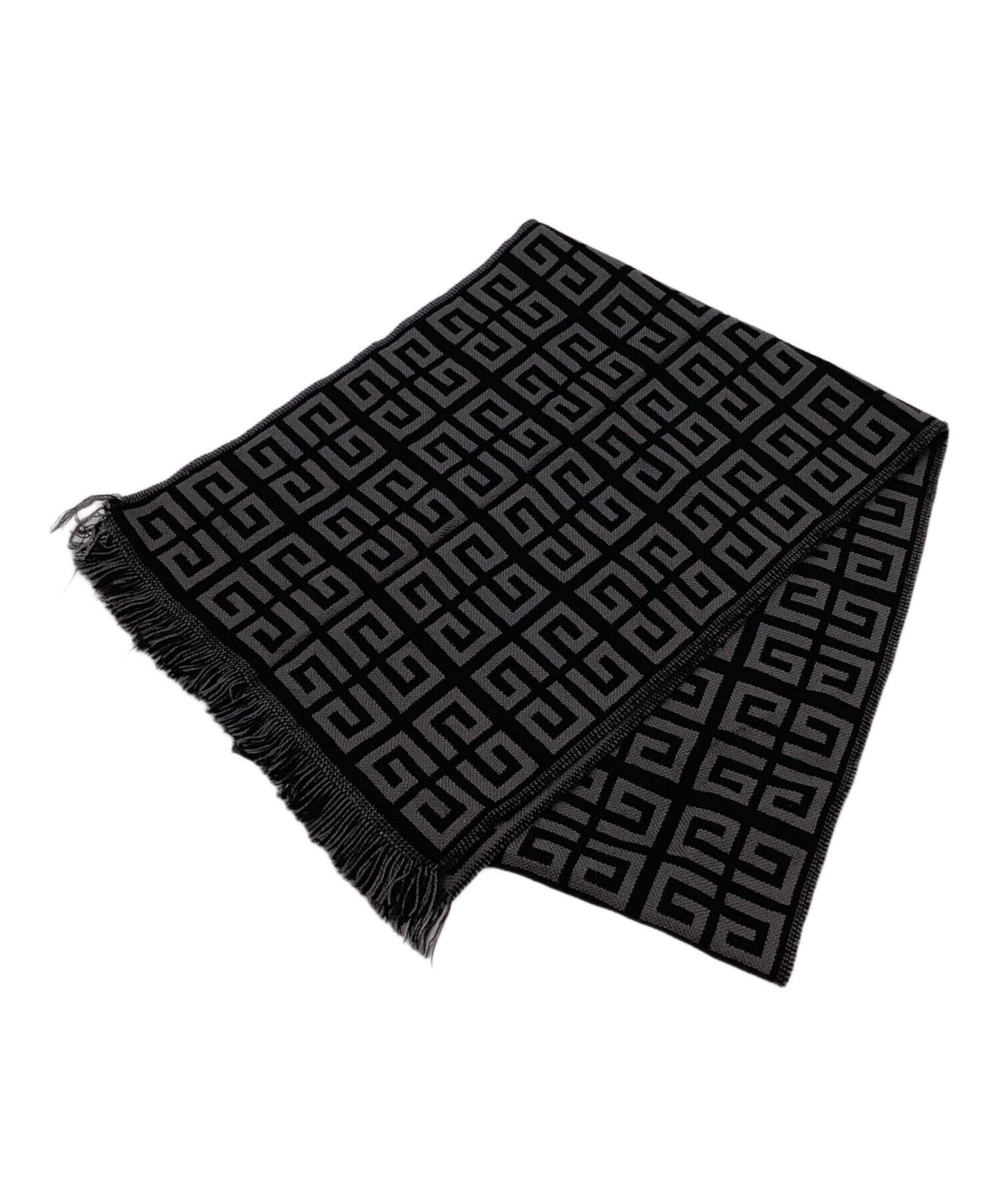 【よ】GIVENCHY ブラックグレー幾何学模様 マフラー試着のみ 中古・古着通販】GIVENCHY (ジバンシィ) マフラー GIVENCHY(ジバンシィ
