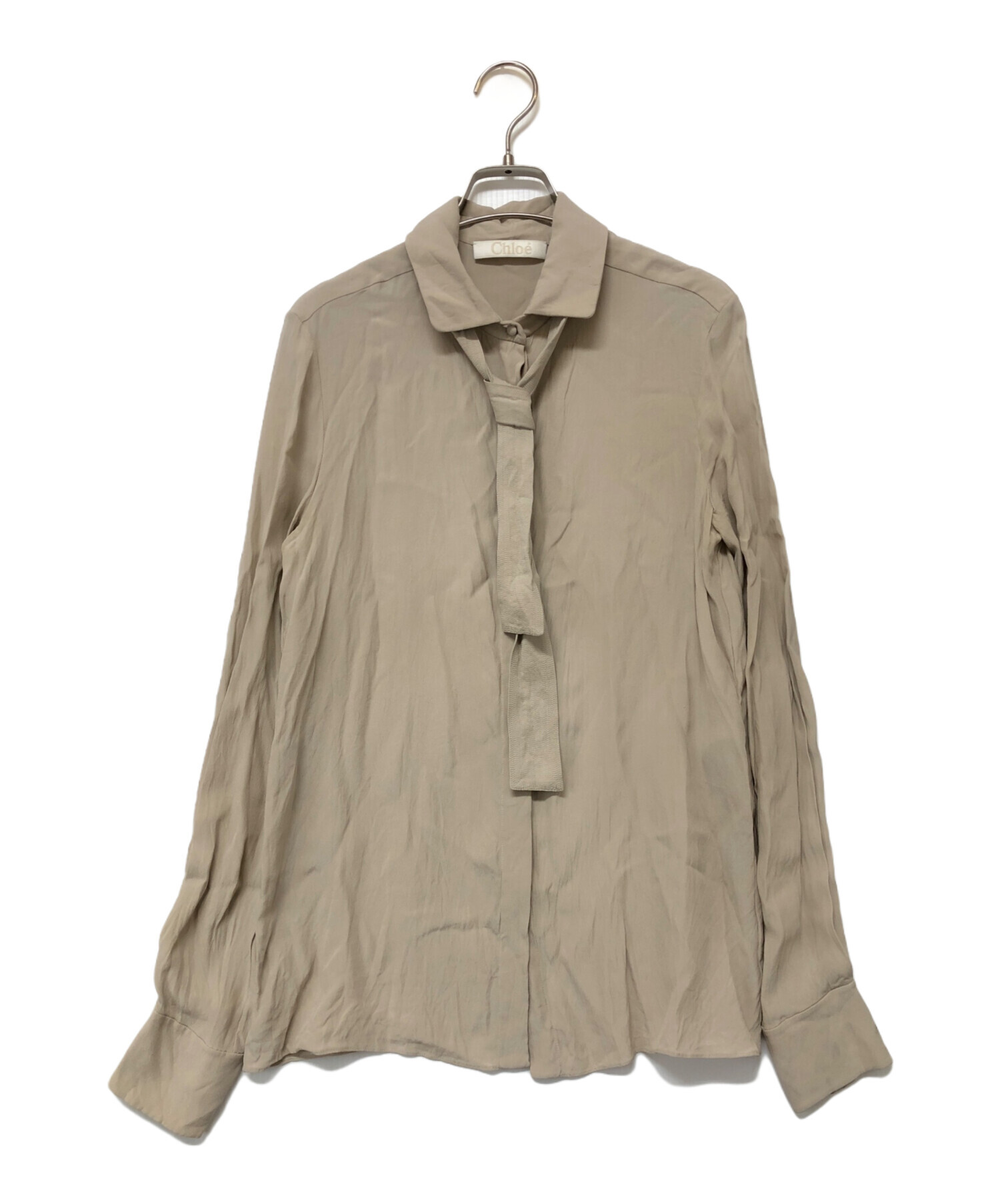 中古・古着通販】Chloe (クロエ) シルクボウタイブラウス ブラウン 