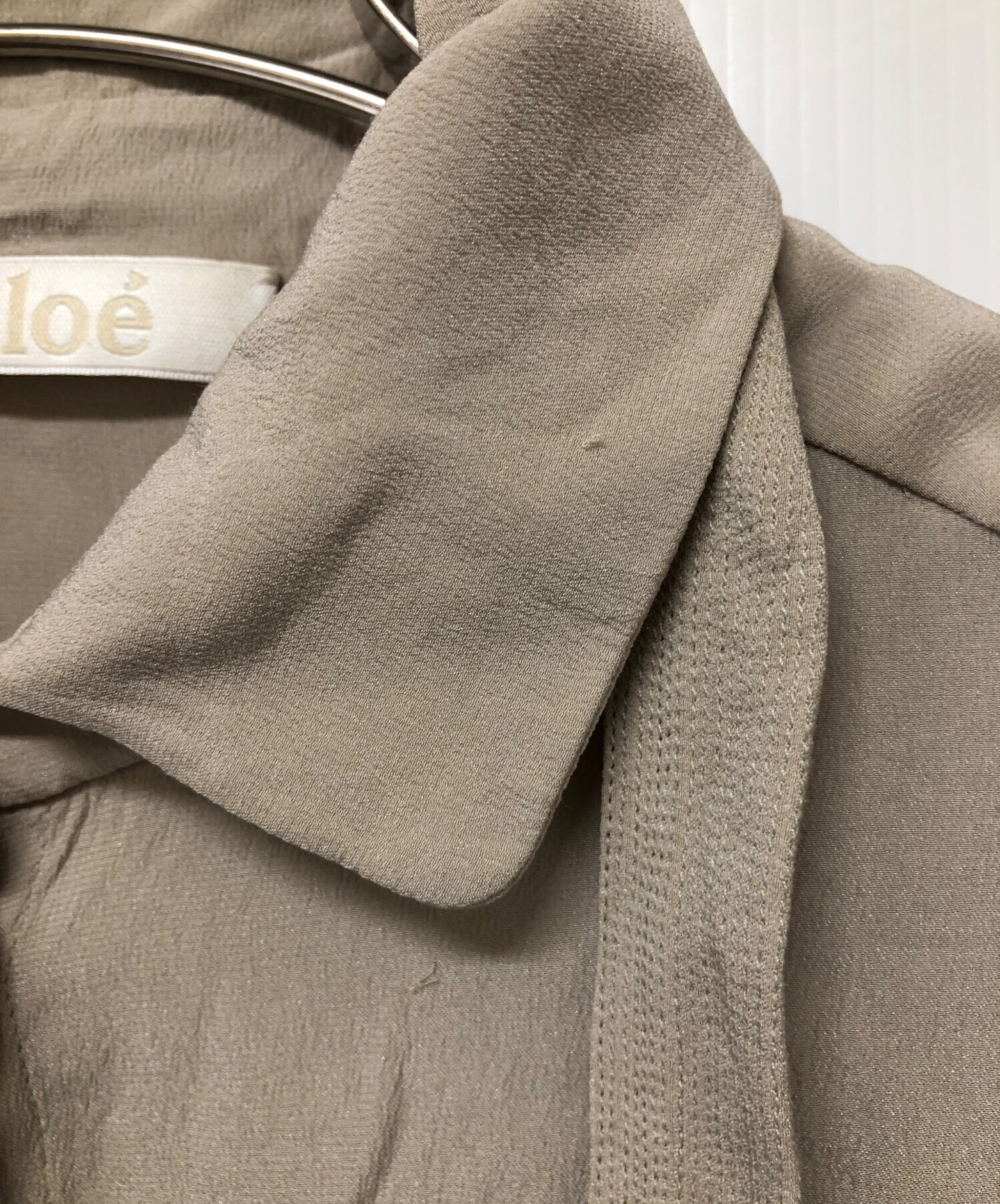 中古・古着通販】Chloe (クロエ) シルクボウタイブラウス ブラウン 