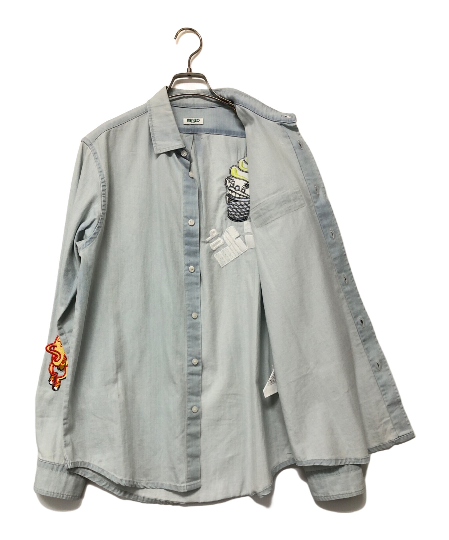 中古・古着通販】KENZO (ケンゾー) ワッペン付デニムシャツ ブルー