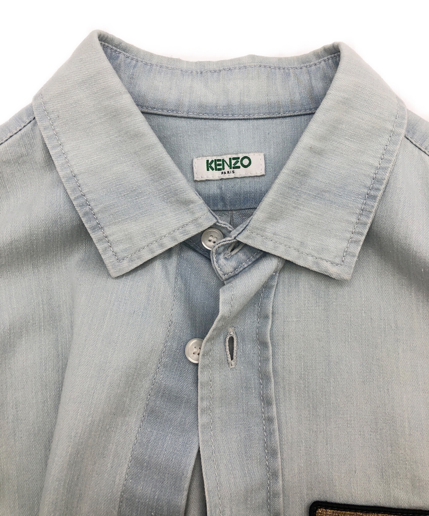 中古・古着通販】KENZO (ケンゾー) ワッペン付デニムシャツ ブルー
