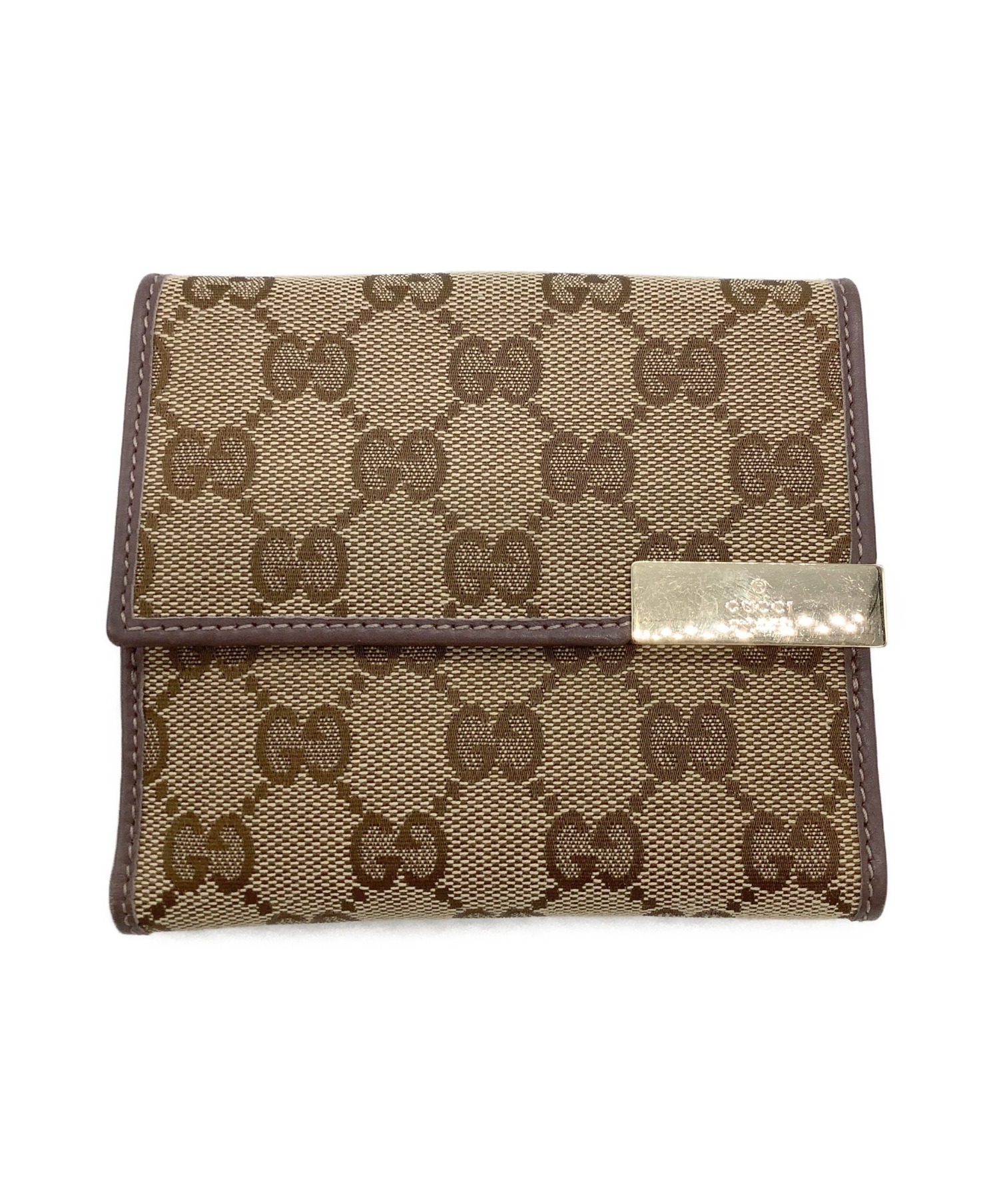 中古・古着通販】GUCCI (グッチ) 2つ折り財布 ベージュ×パープル