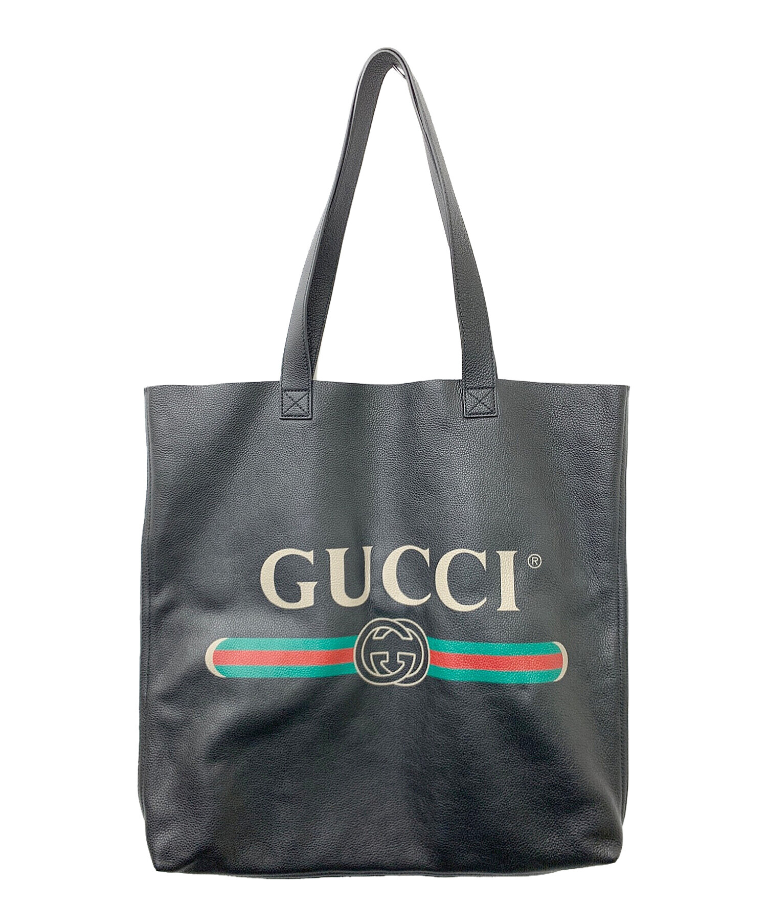 中古・古着通販】GUCCI (グッチ) ロゴプリント レザートートバッグ