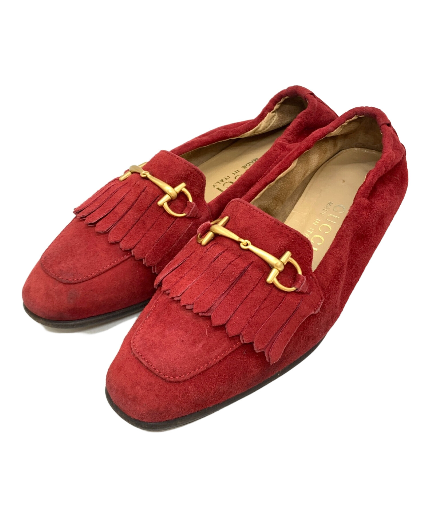 中古・古着通販】GUCCI (グッチ) ローファー レッド サイズ:5 1/2 