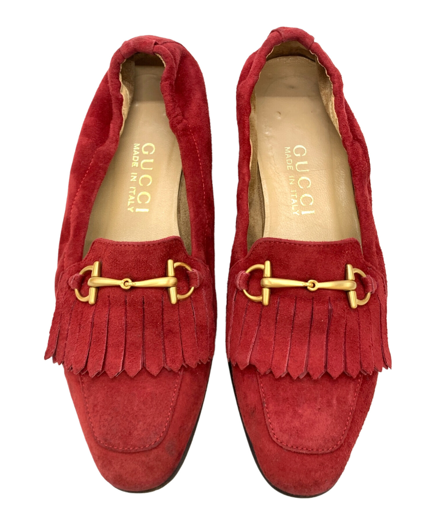 中古・古着通販】GUCCI (グッチ) ローファー レッド サイズ:5 1/2 