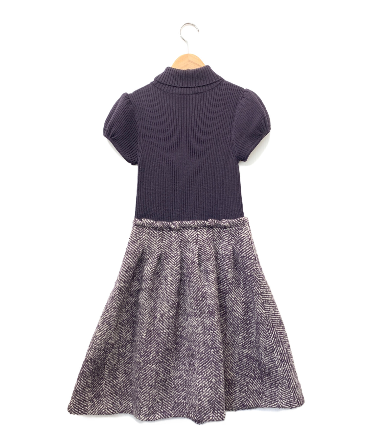 バーバリーブルーレーベル プリーツワンピース チェック 38 パープル系 紫 M 中古・古着通販】BURBERRY BLUE LABEL (バーバリーブルーレーベル