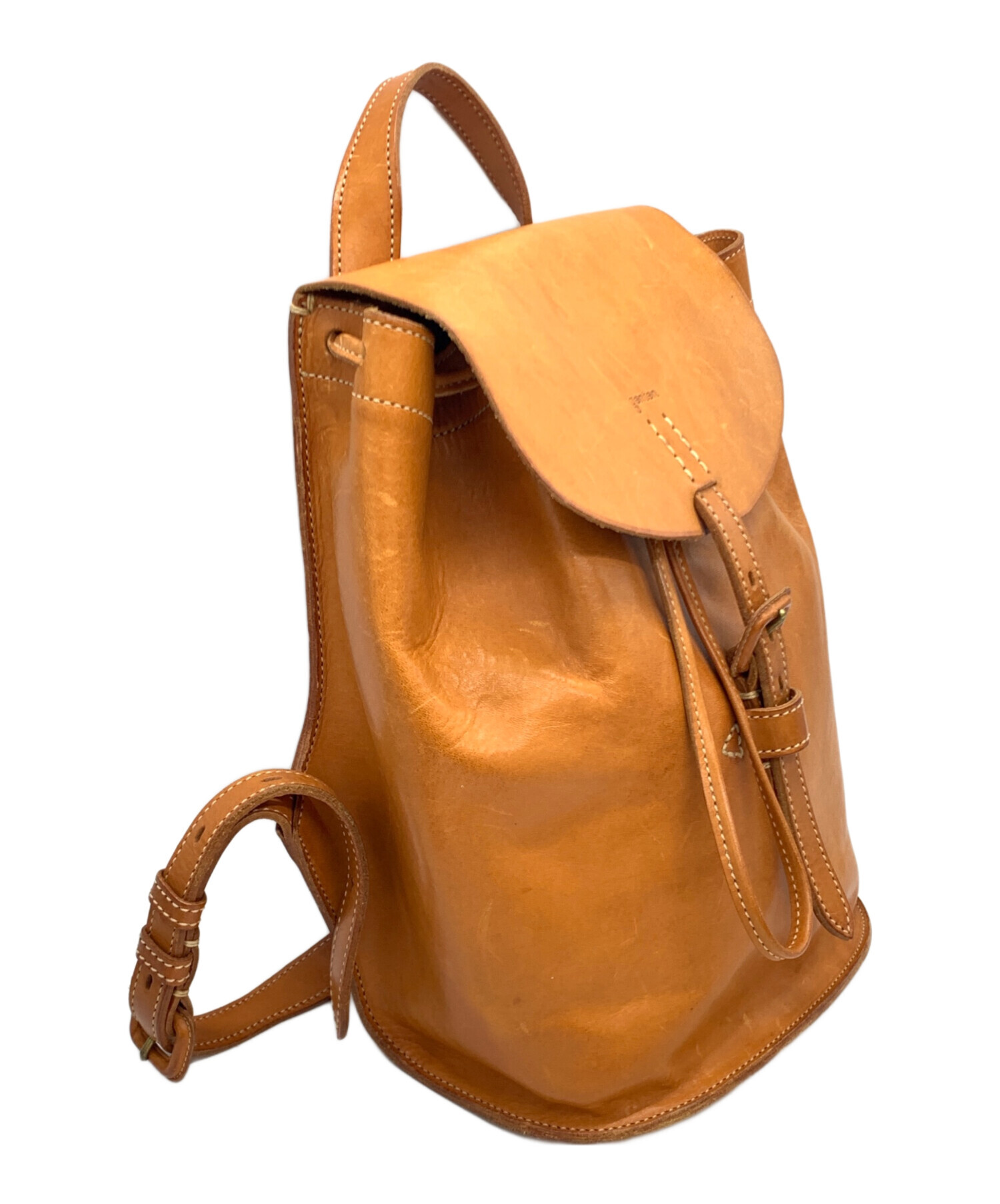 中古・古着通販】genten (ゲンテン) ヌメ革リュック ブラウン