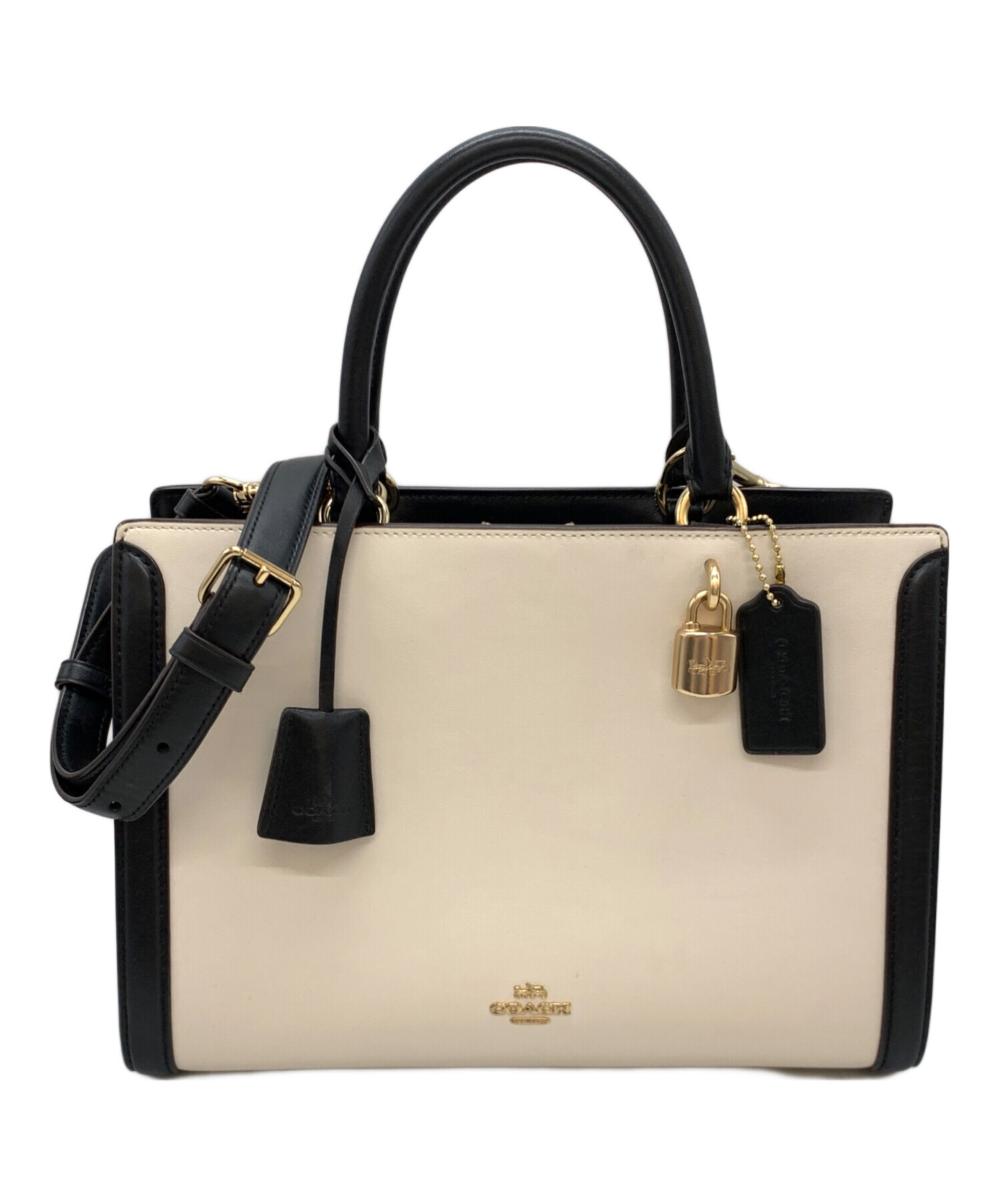 中古・古着通販】COACH (コーチ) ゾーイ 2WAYバッグ ホワイト×ブラック 