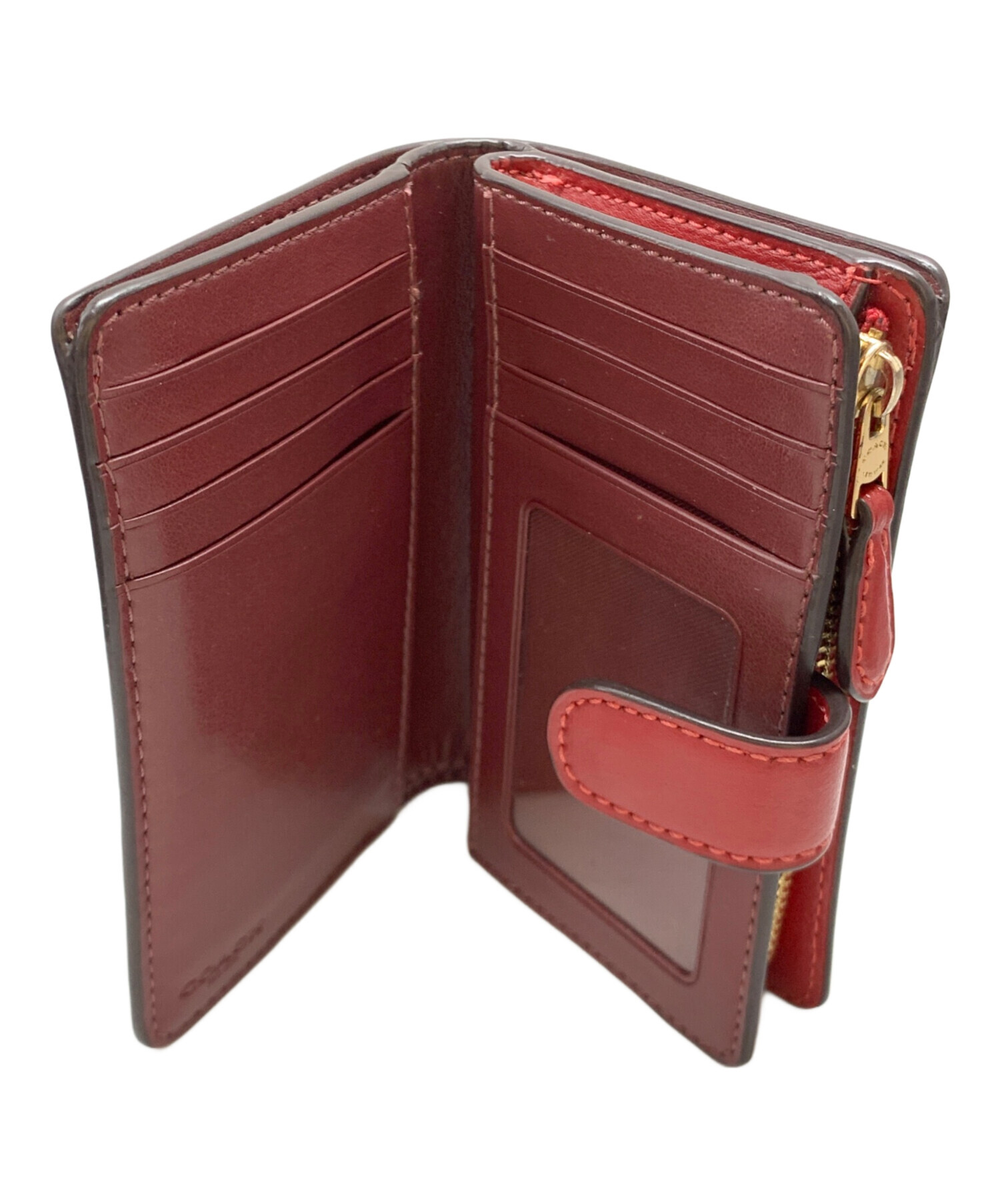 中古・古着通販】COACH (コーチ) シグネチャー 2つ折り財布 レッド