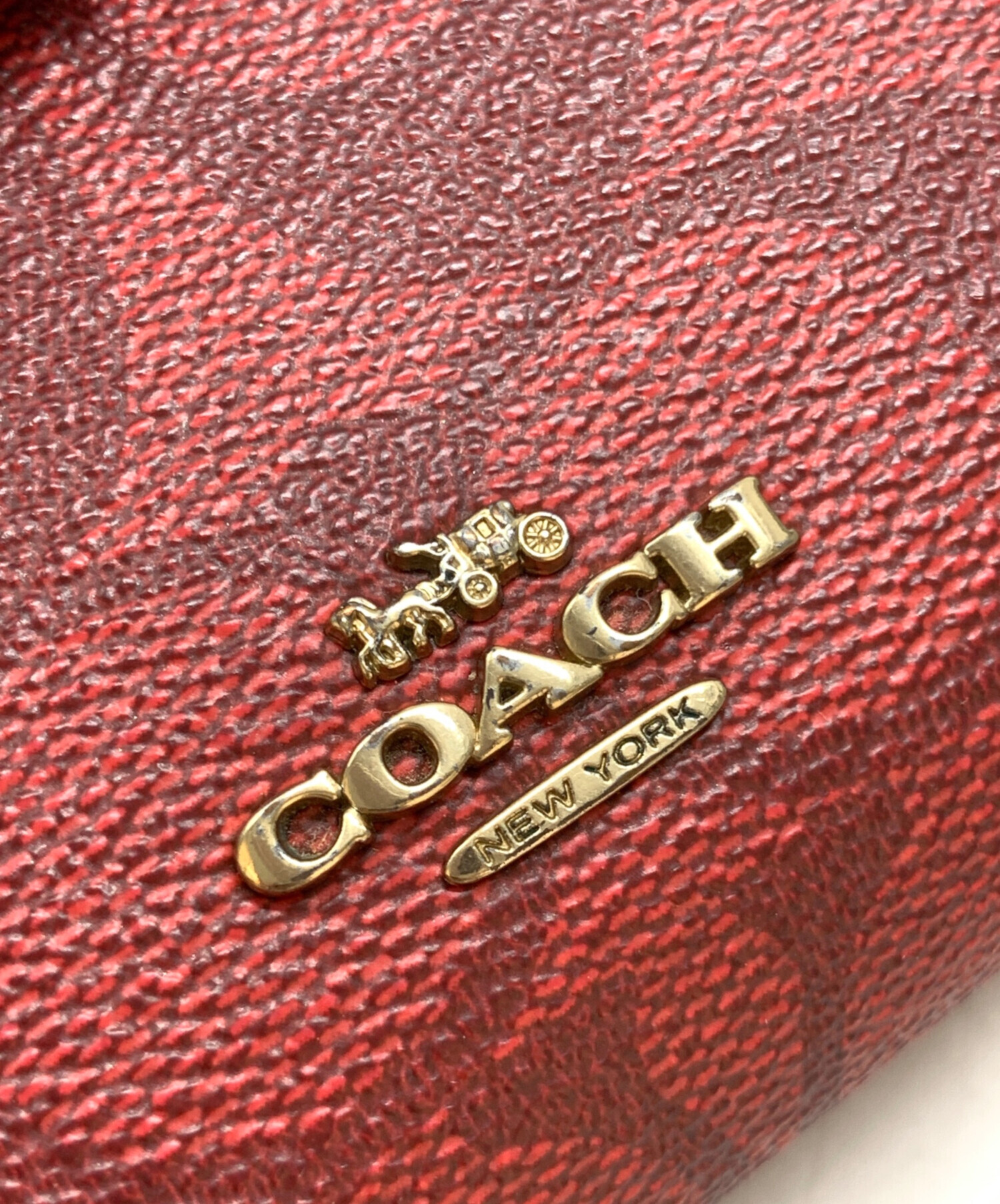 中古・古着通販】COACH (コーチ) シグネチャー 2つ折り財布 レッド