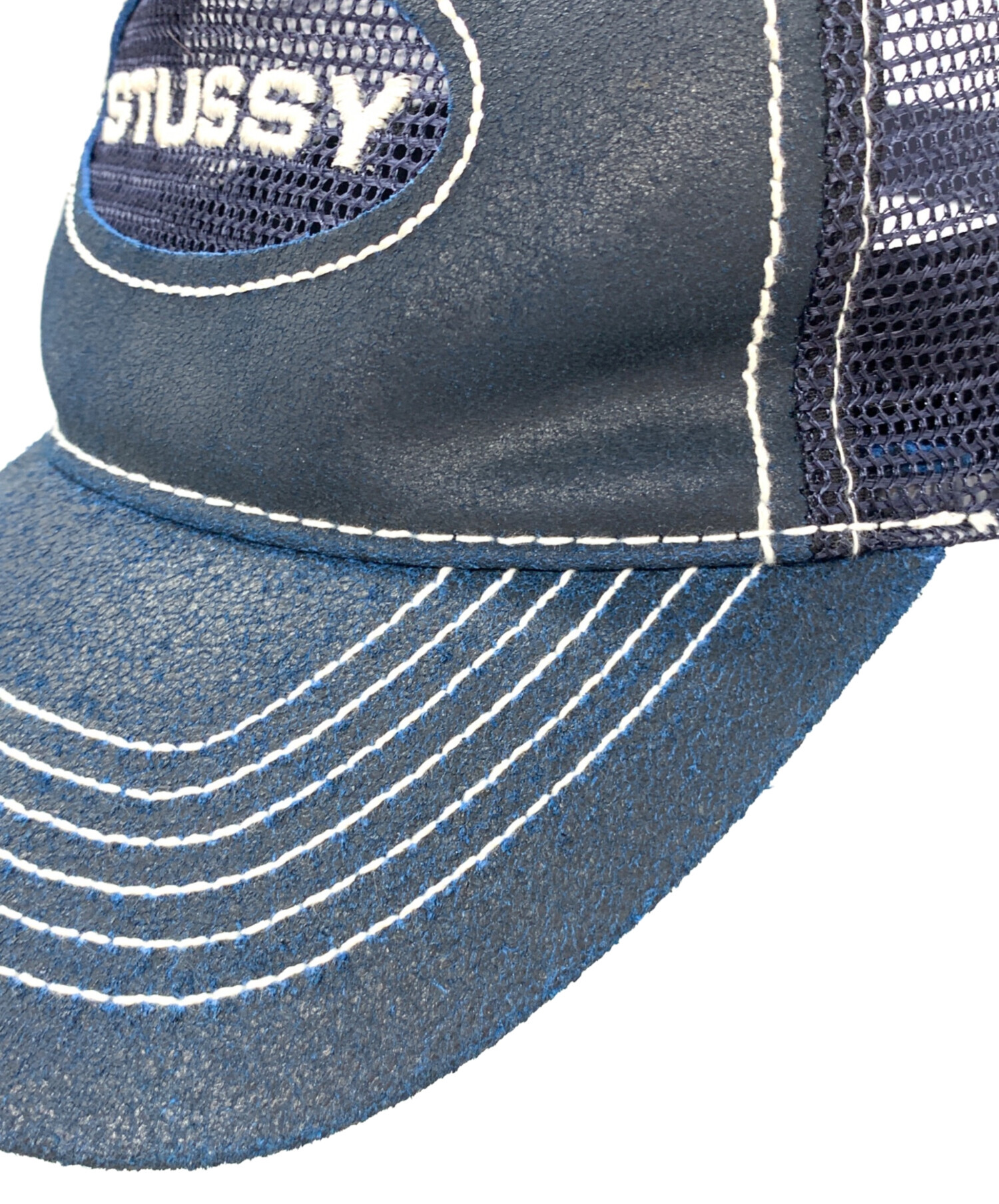 中古・古着通販】stussy (ステューシー) CUT OUT LEATHER TRUCKER CAP