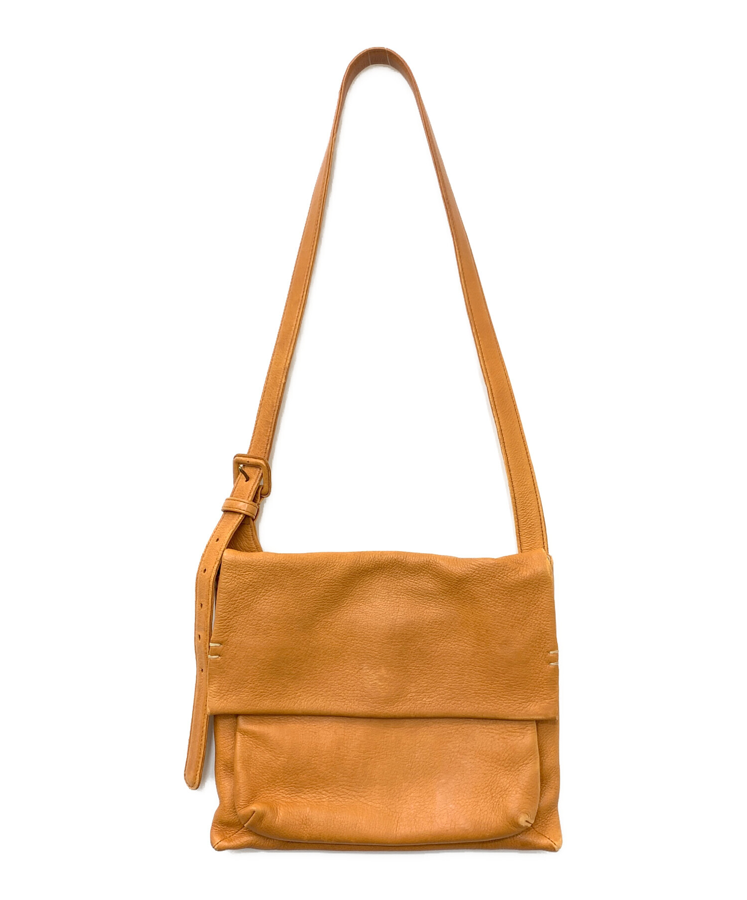 gentenゲンテン本革ブラウンレザーLeatherショルダーバッグ 中古・古着通販】genten (ゲンテン) レザーショルダーバッグ ブラウン