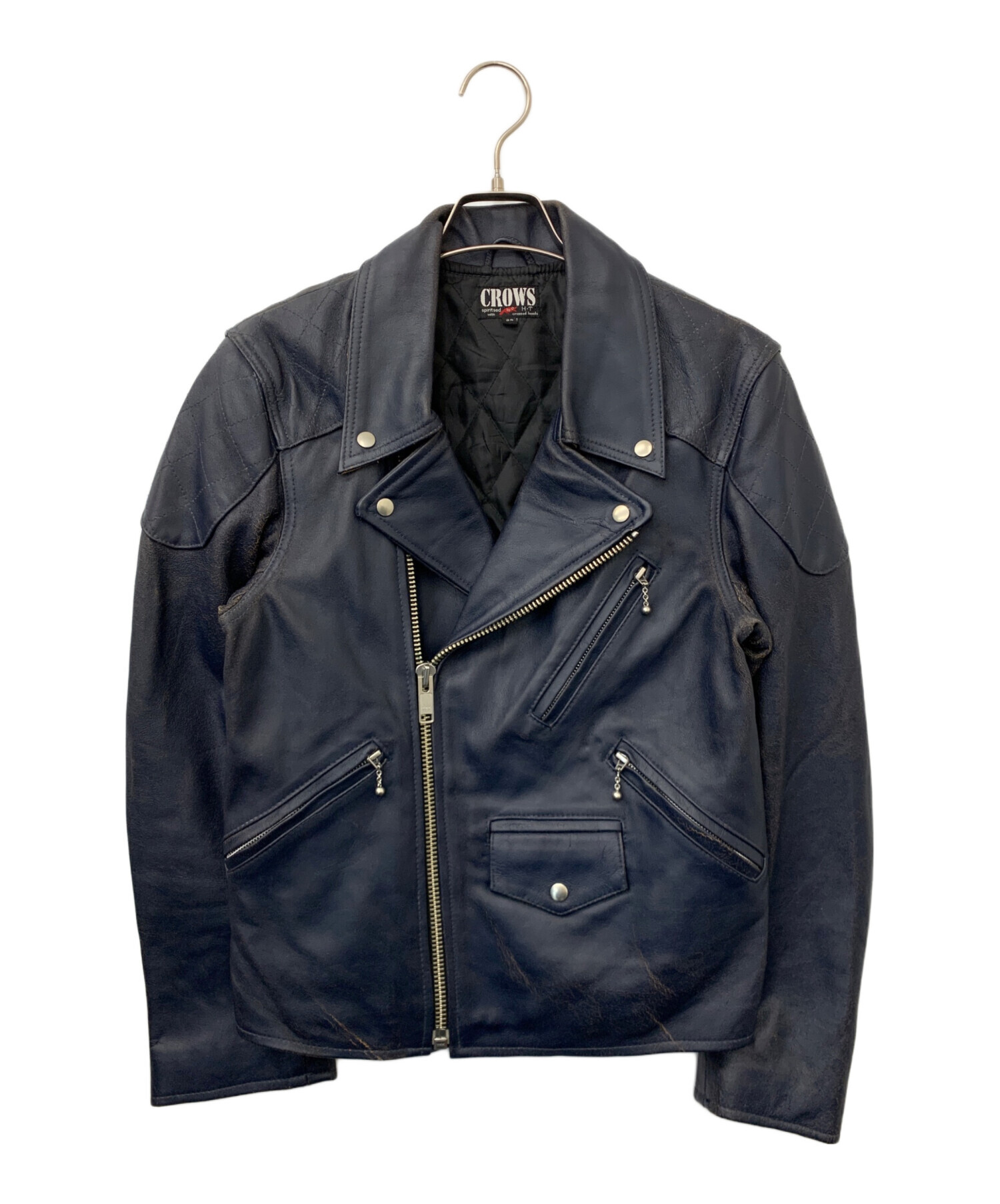 中古・古着通販】CROWS (クローズ) ライダースジャケット ネイビー