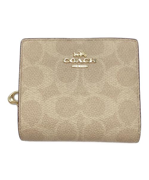 COACH（コーチ）二つ折り財布　43569　シグネチャー　ゴールド　レディース【中古】 中古・古着通販】COACH (コーチ) シグネチャー 2つ折り財布 ブラウン