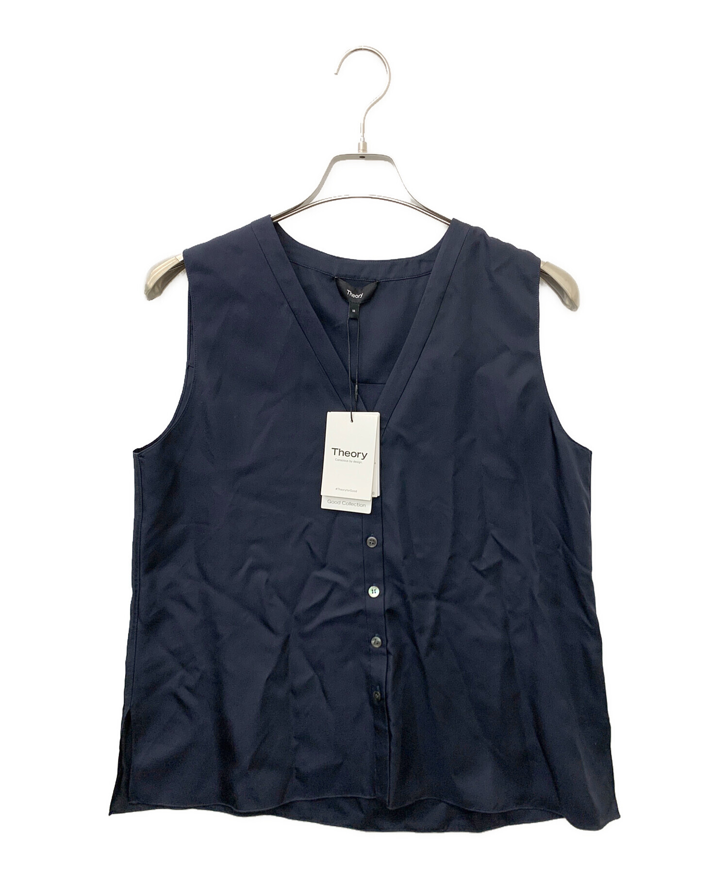 中古・古着通販】theory (セオリー) ノースリーブブラウス ネイビー