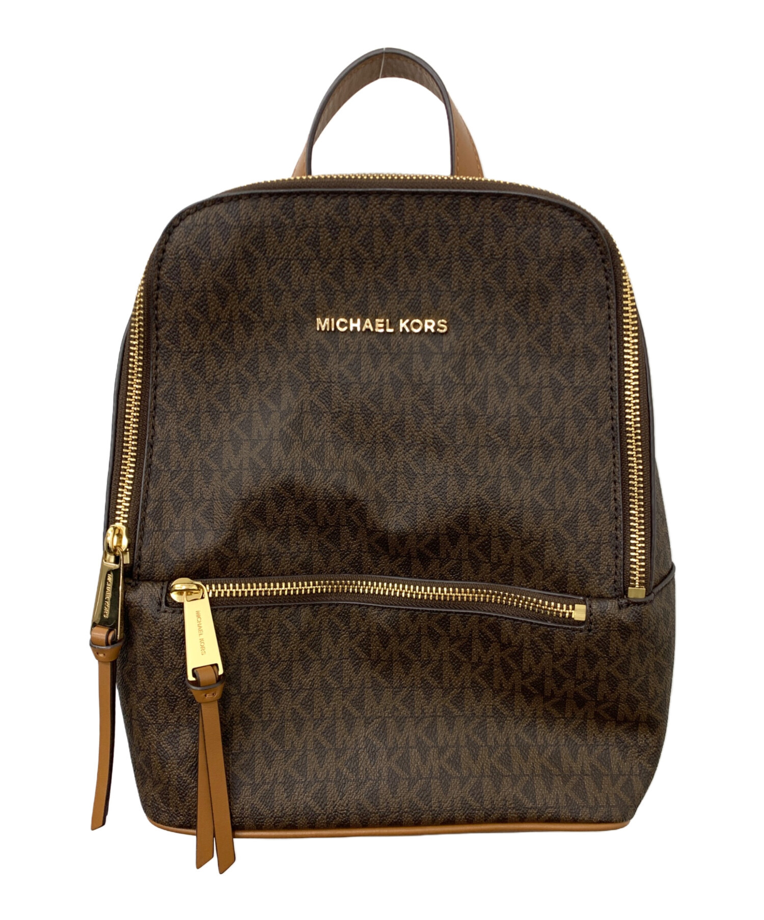 【ほぼ未使用 2023年】マイケルコース リュック サック ブラウン 茶 総柄 中古・古着通販】MICHAEL KORS (マイケル・コース) リュック ブラウン