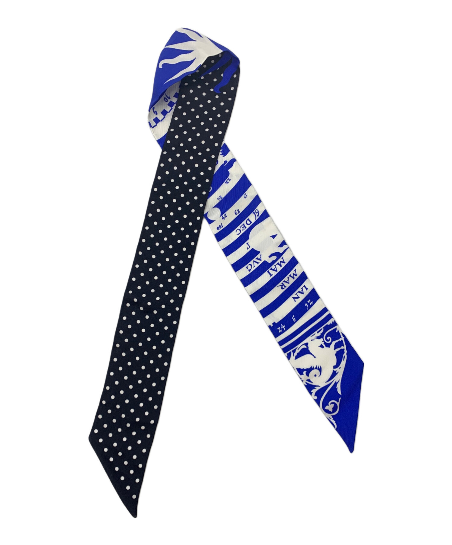 中古・古着通販】HERMES (エルメス) リボンスカーフ ブルー×ブラック