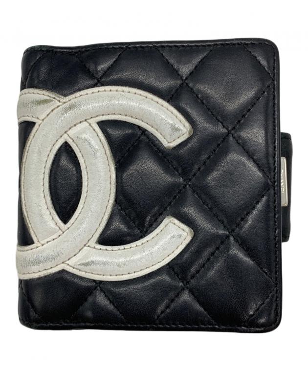 中古・古着通販】CHANEL (シャネル) 2つ折り財布 ブラック×ピンク