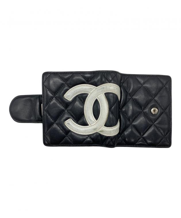 中古・古着通販】CHANEL (シャネル) 2つ折り財布 ブラック×ピンク