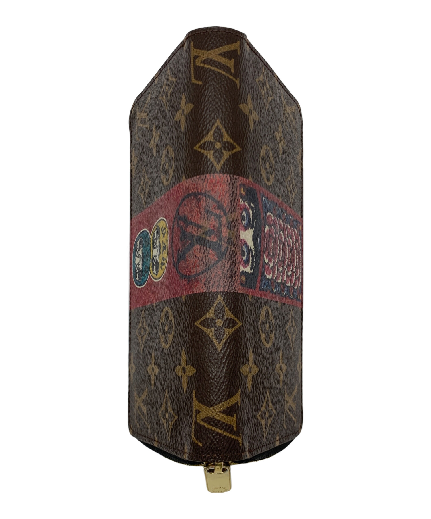 極美品☆LOUIS VUITTON KANSAI YAMAMOTO ルイヴィトン 山本寛斎 カブキ・フーディー フロントZIP 長袖 パーカー ブラック XS イタリア製 レディース ルイヴィトン歌舞伎 山本寛斎コラボ 14145 茶/赤/黒 レディース