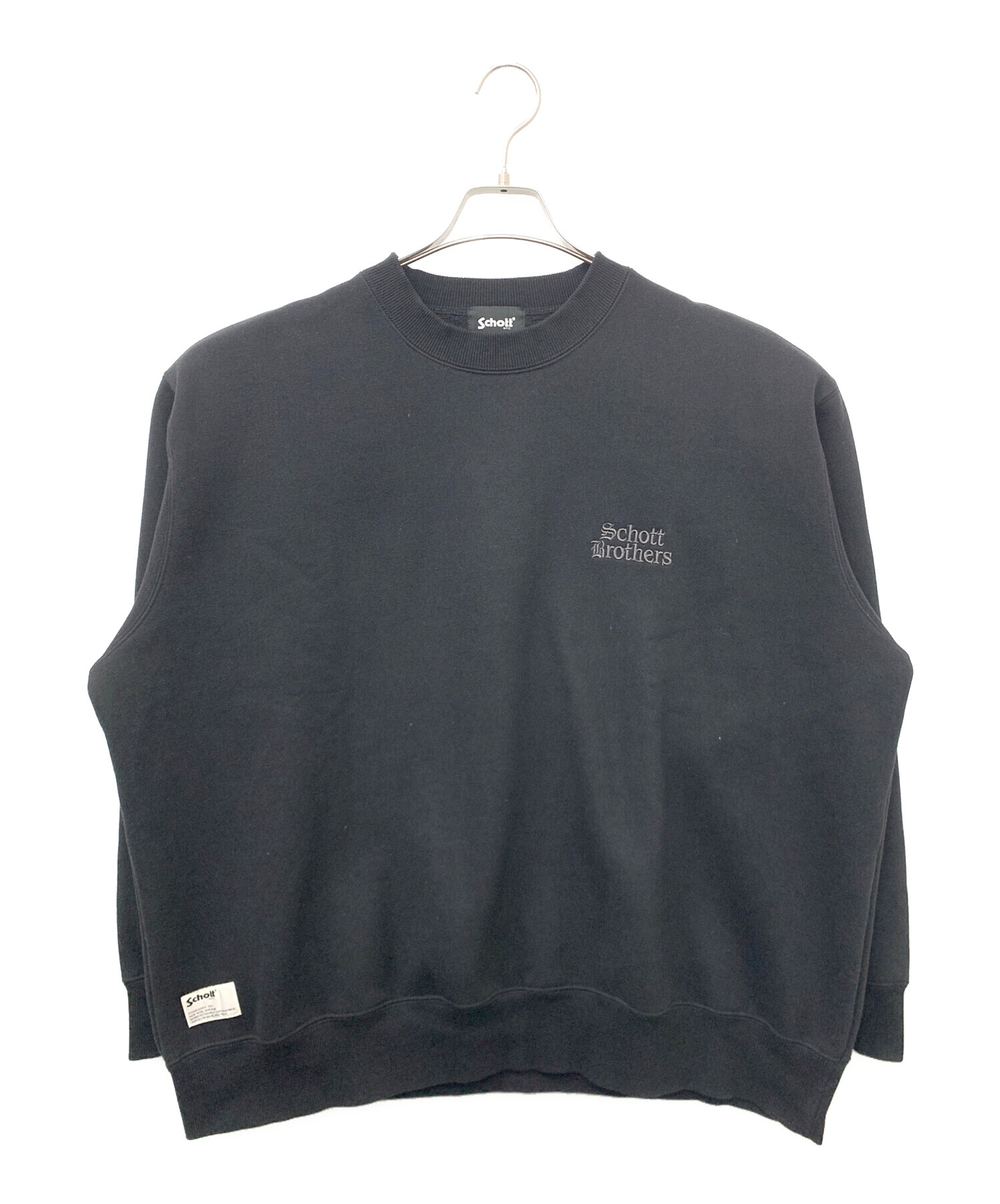 中古・古着通販】Schott (ショット) B.S.CREW SWEAT ブラック サイズ 