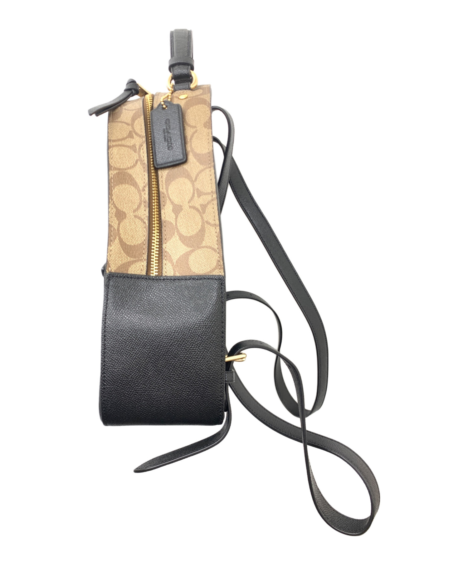 中古・古着通販】COACH (コーチ) リュック ブラック×ベージュ