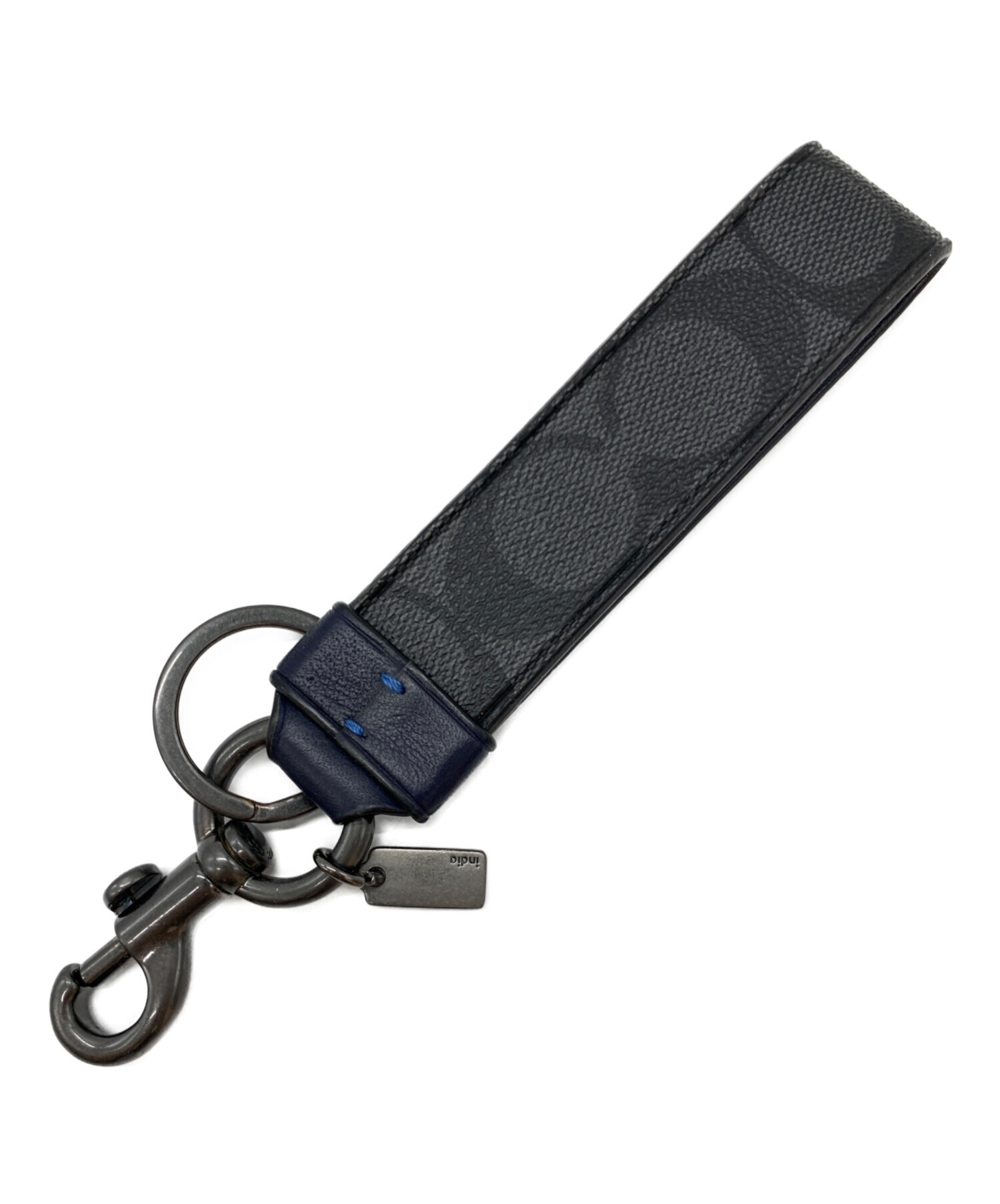 未使用タグ付きコーチCOACH キーリング ネイビー レザー 保存袋付き 中古・古着通販】COACH (コーチ) キーリング ネイビー｜ブランド・古着
