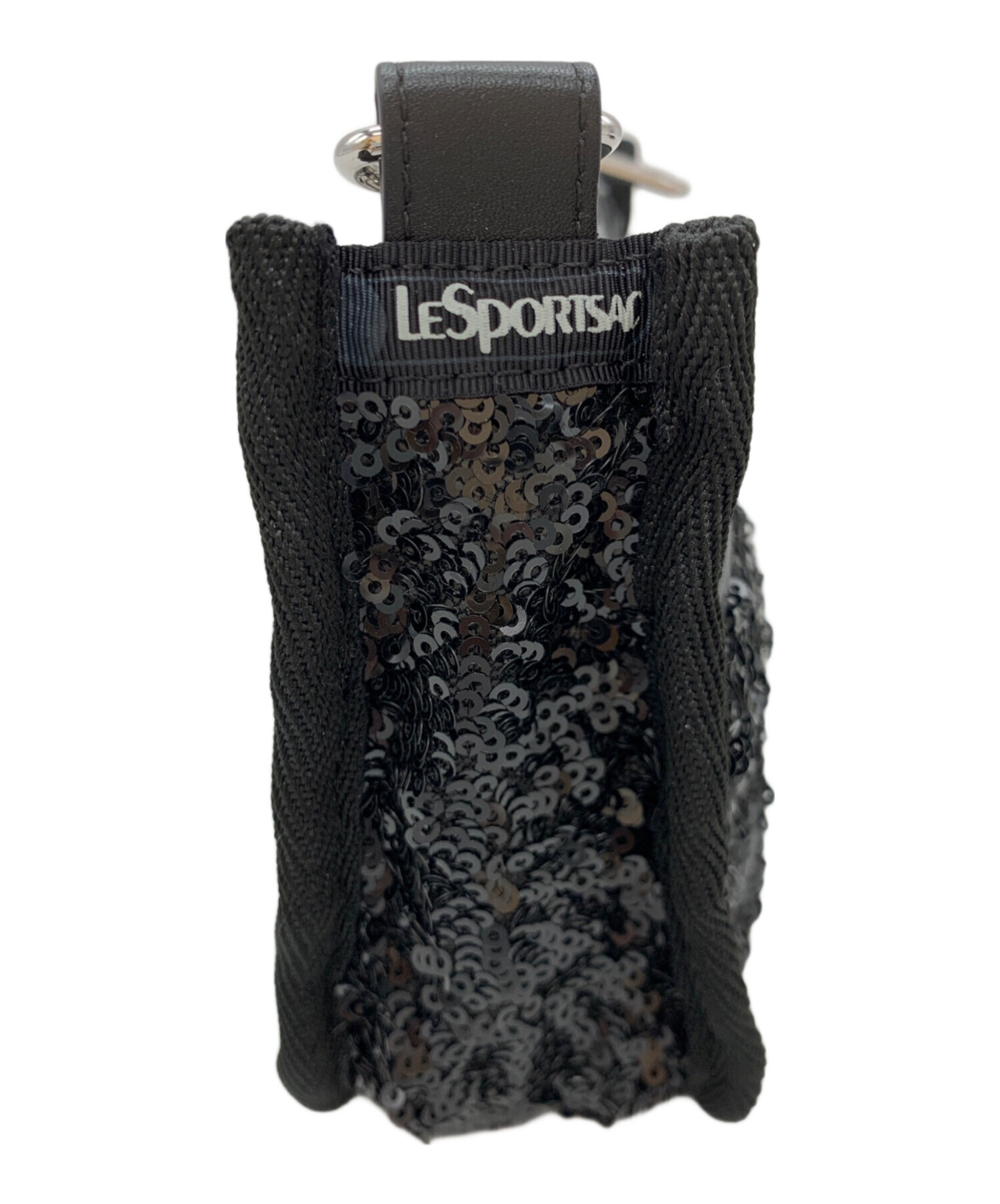中古品　ショルダー　ブラック×シルバー金具　ポーチ付き　大きめサイズ 中古・古着通販】LeSportsac (レスポートサック) ショルダーポーチ