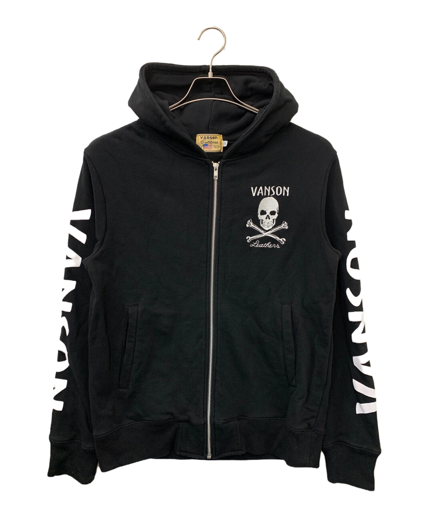 中古・古着通販】VANSON (バンソン) ジップパーカー ブラック サイズ:L