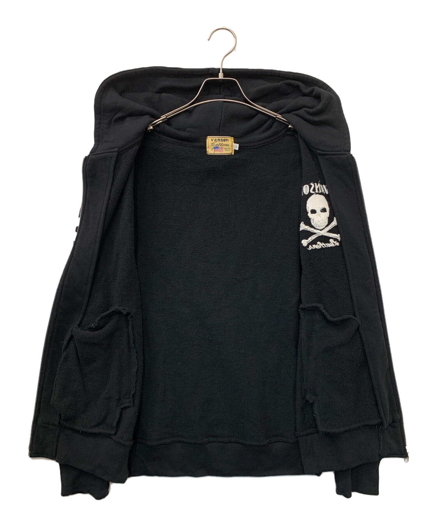 中古・古着通販】VANSON (バンソン) ジップパーカー ブラック サイズ:L