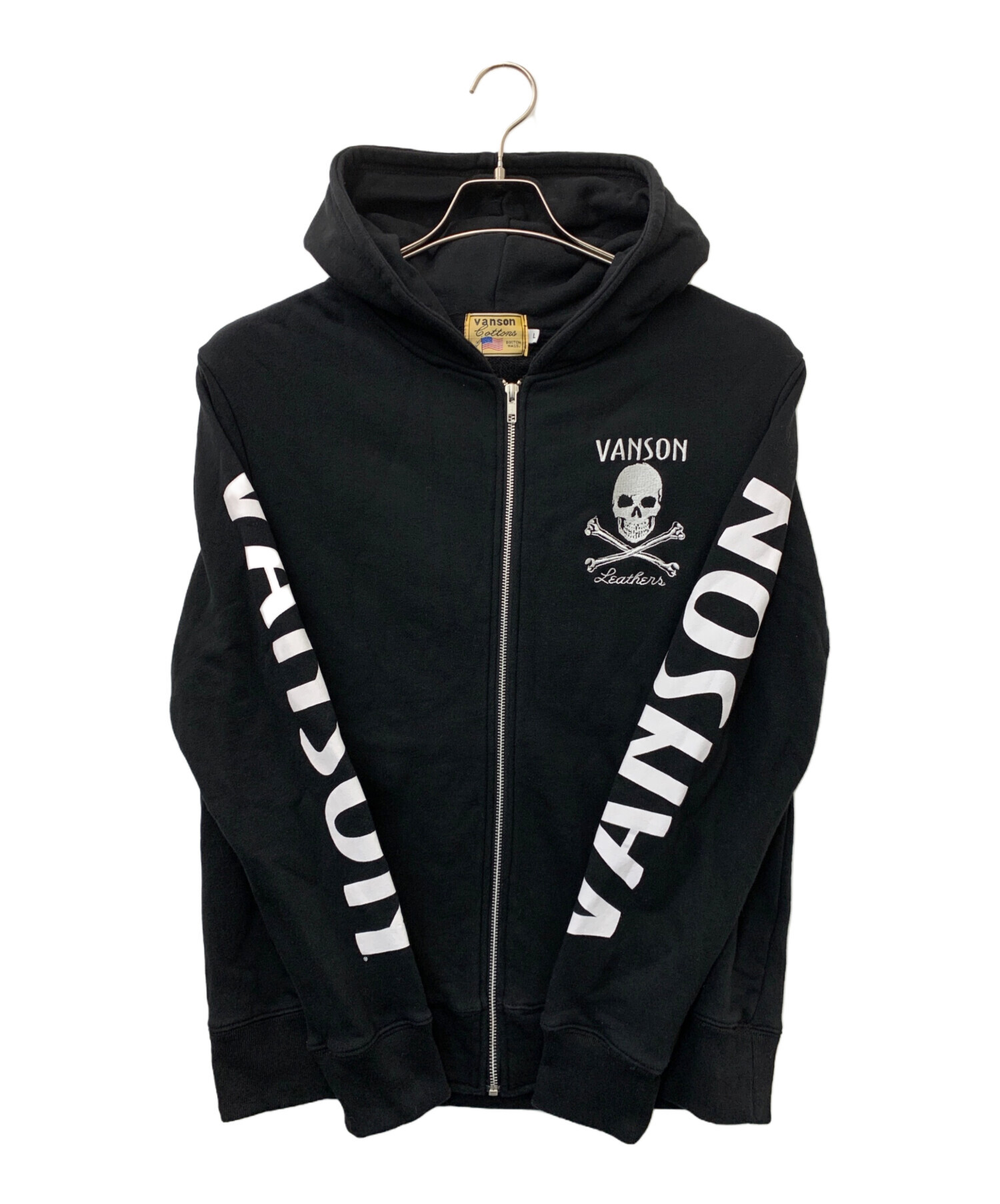 中古・古着通販】VANSON (バンソン) ジップパーカー ブラック サイズ:L 