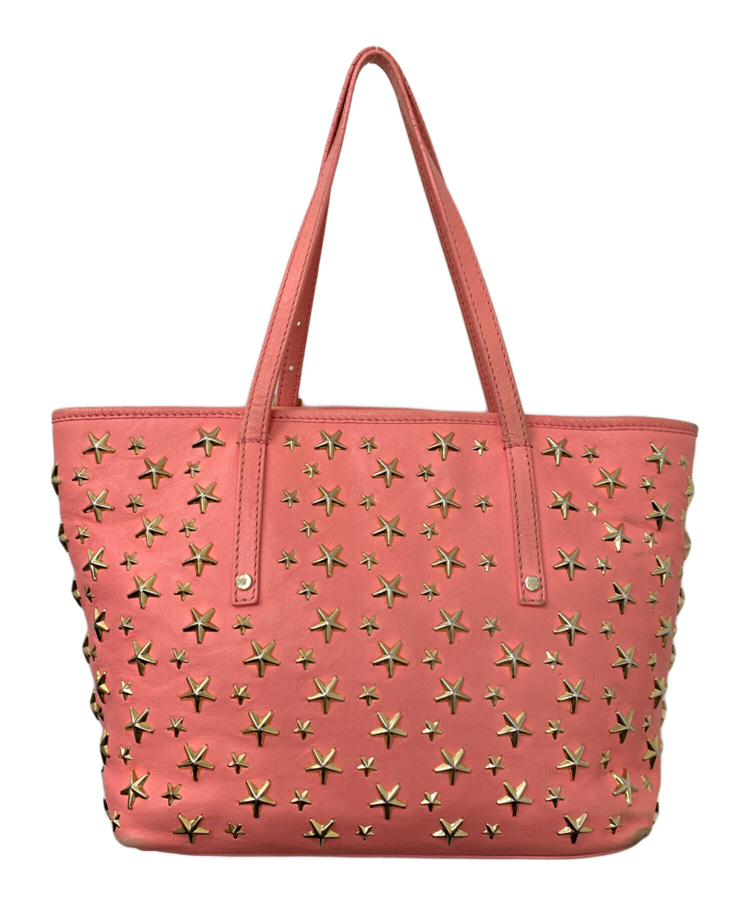 ジミーチュウ　トートバッグ　レザー　ピンク　スタッズ 中古・古着通販】JIMMY CHOO (ジミーチュウ) スタッズトートバッグ