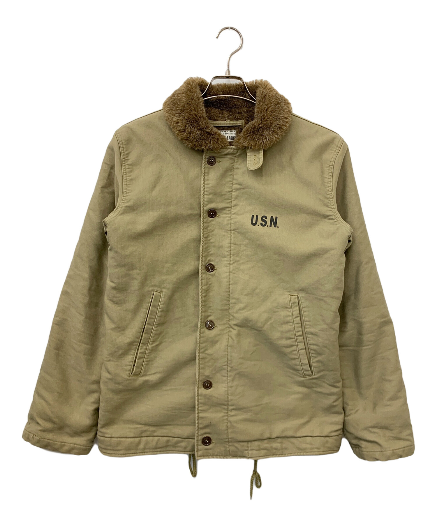 中古・古着通販】NAVY (ネイビー) N1デッキジャケット カーキ サイズ:L 