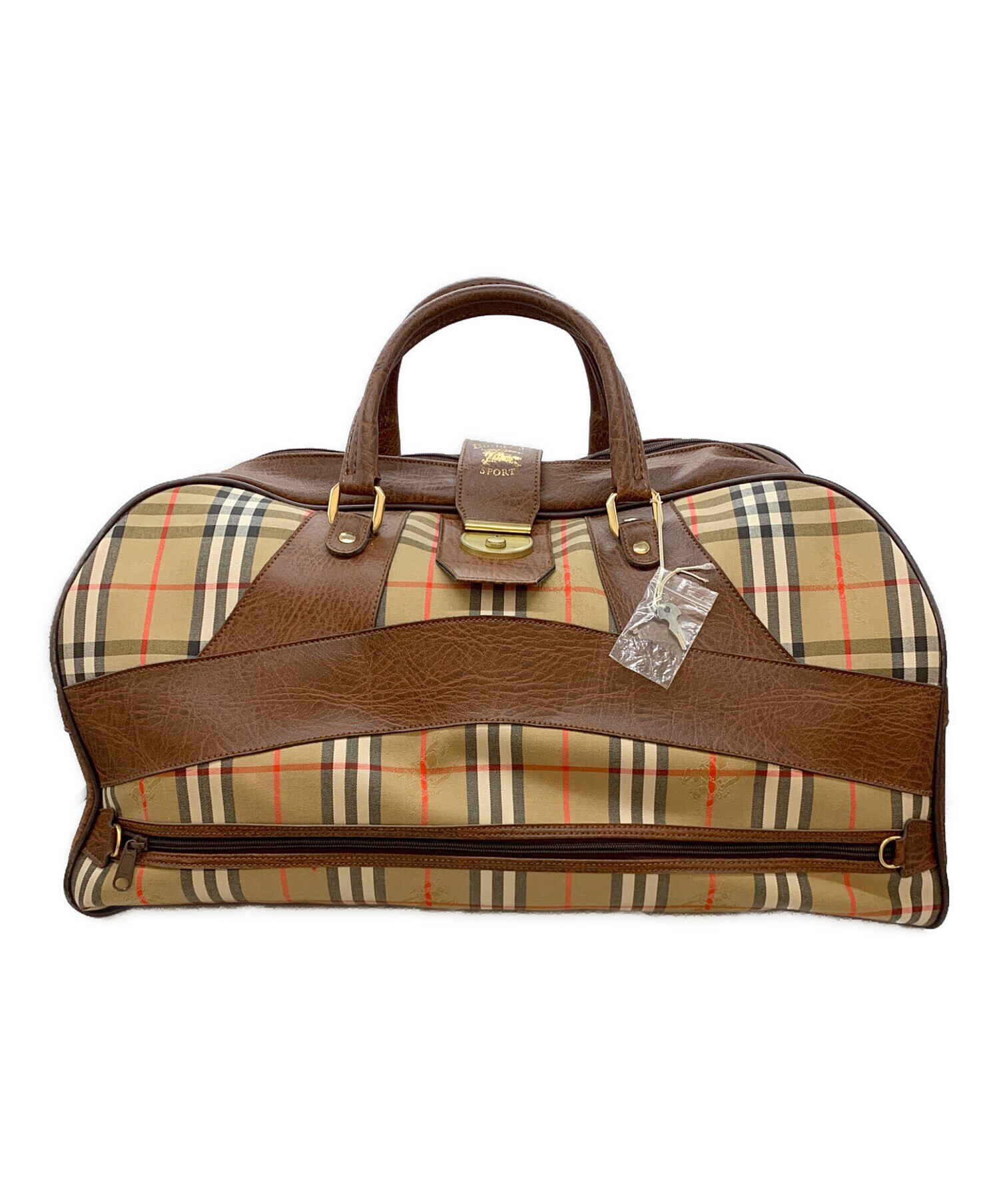 BURBERRY GOLFノバチェック レザー ボストンバッグ 旅行 ブラウン 中古・古着通販】Burberry's (バーバリー) ノバチェックボストンバッグ