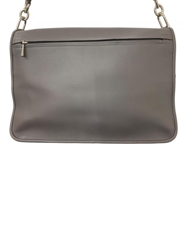 LONGCHAMP ショルダーバッグ グレー 中古・古着通販】LONGCHAMP (ロンシャン) レザーショルダーバッグ