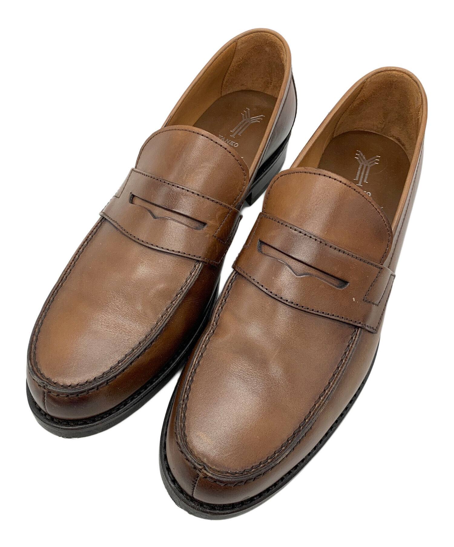 【YANKO】 ヤンコ 革靴 ローファー ライトベージュ 8 1/2 J0527 中古・古着通販】YANKO (ヤンコ) コインローファー ブラウン サイズ