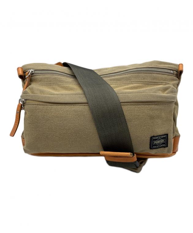 半額以下PORTER スリングバッグ ベージュ 中古・古着通販】PORTER (ポーター) スリングバッグ カーキ×ブラウン