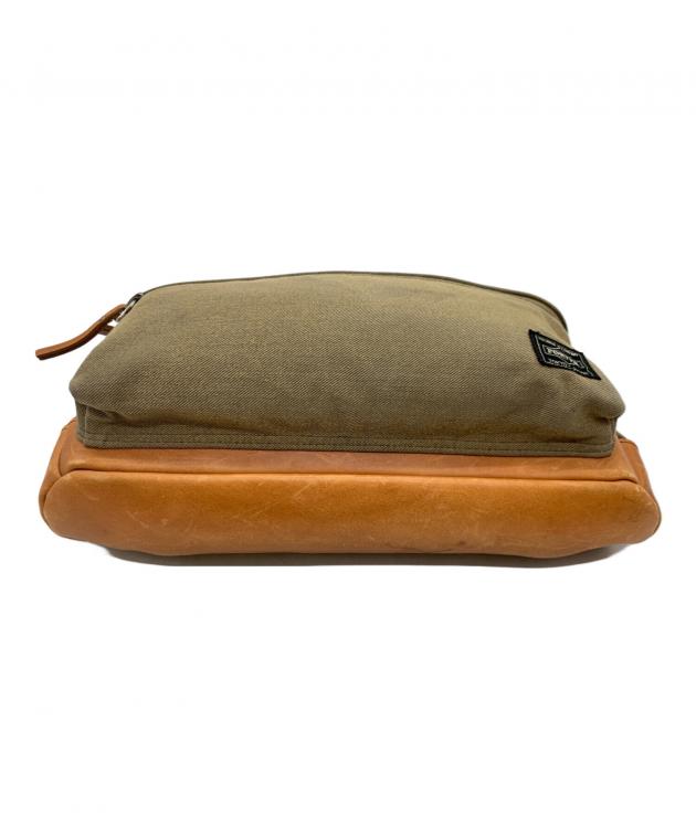 ブラウン レザー スリングバッグ 中古・古着通販】PORTER (ポーター) スリングバッグ カーキ×ブラウン
