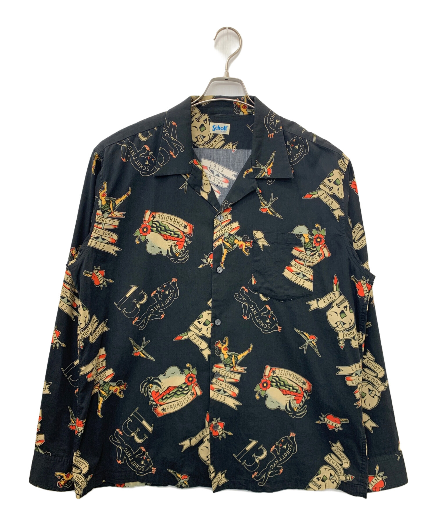 【新品・未使用】Schott HAWAIIAN LS SHIRT TATOO 中古・古着通販】Schott (ショット) HAWAIIAN LS SHIRT TATTOO