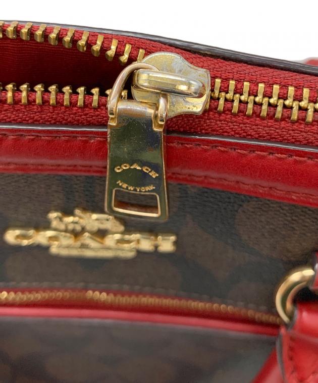 中古・古着通販】COACH (コーチ) ミニボストンバッグ ブラウン×レッド