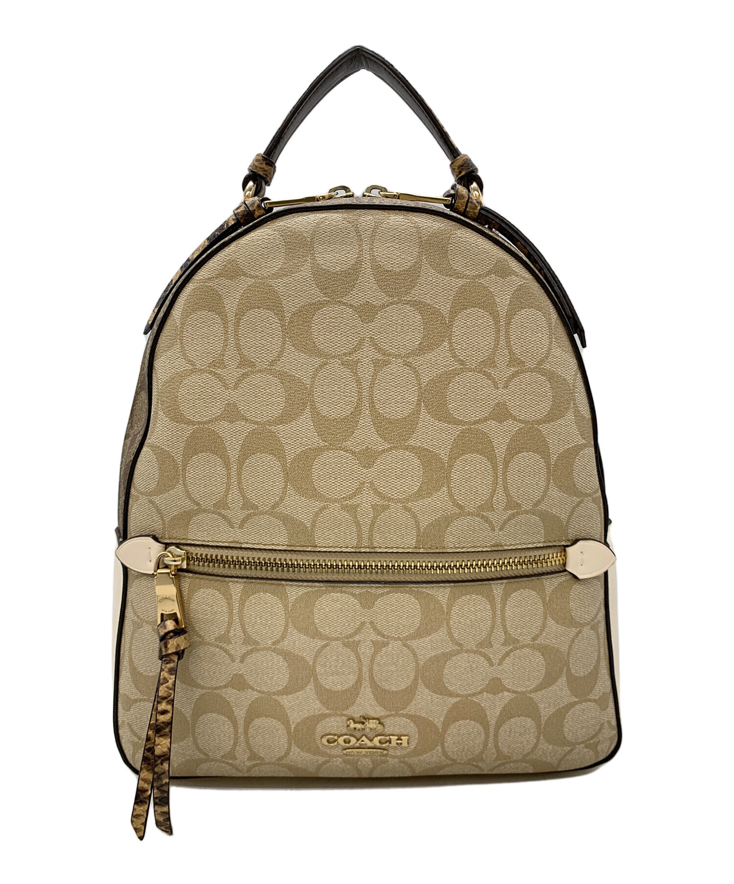 【未使用】COACH/リュック 中古・古着通販】COACH (コーチ) リュック ベージュ×ホワイト
