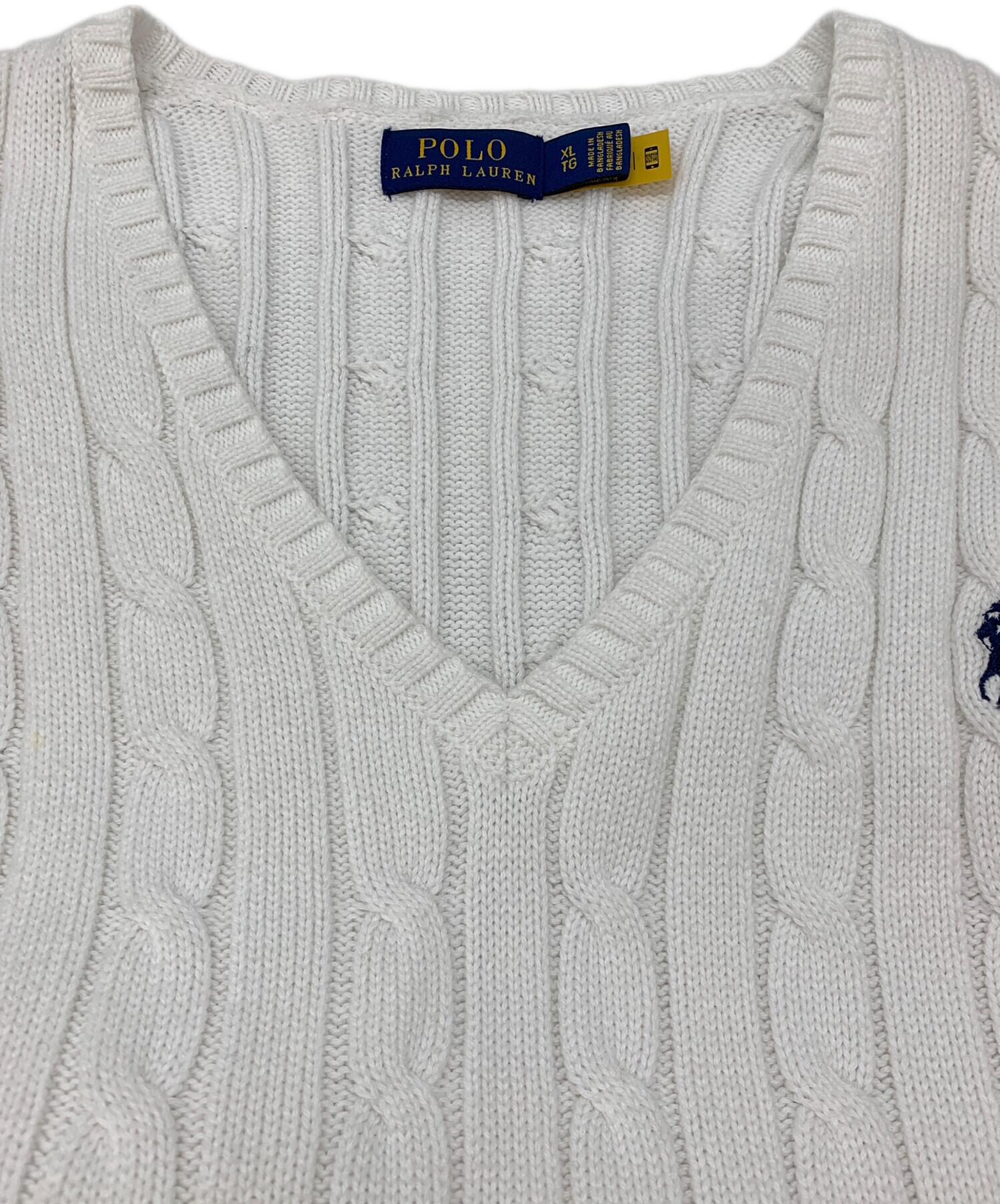 美品 POLO RALPH LAUREN ポロラルフローレン ショートスリーブ ケーブルニット サイズXS ホワイト レディース 古着 中古 USED 中古・古着通販】POLO RALPH LAUREN (ポロ・ラルフローレン) ポニー