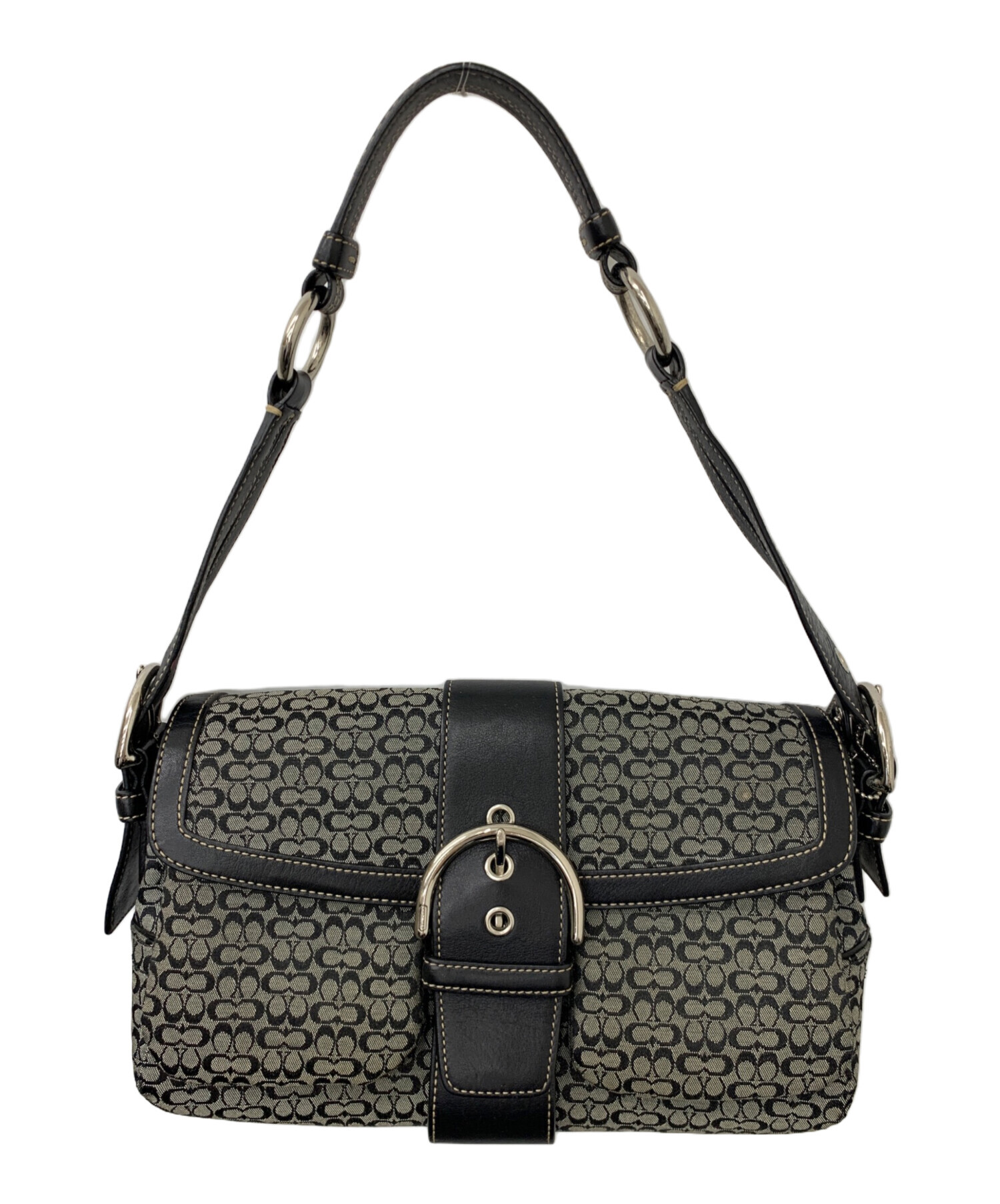 中古・古着通販】COACH (コーチ) ショルダーバッグ ブラック×グレー 