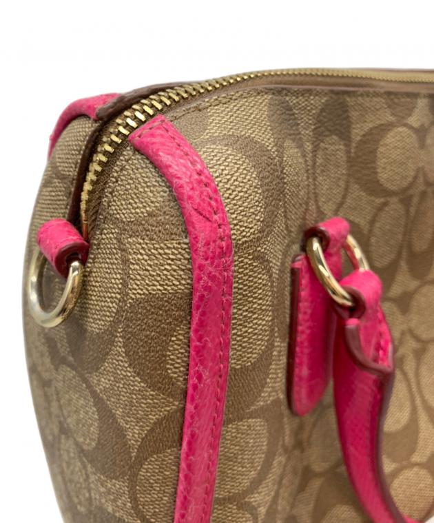 中古・古着通販】COACH (コーチ) ミニボストンバッグ ベージュ×ピンク