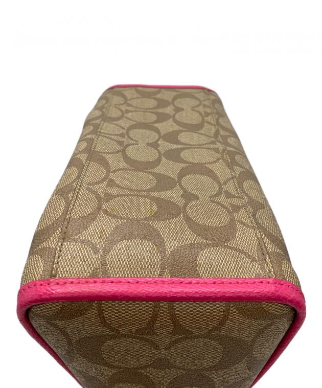 中古・古着通販】COACH (コーチ) ミニボストンバッグ ベージュ×ピンク