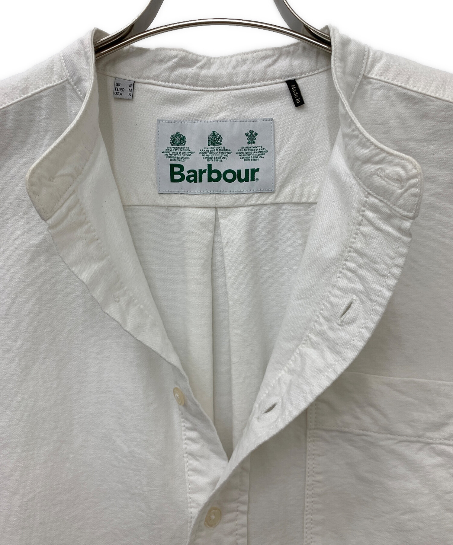 中古・古着通販】Barbour (バブアー) バンドカラーシャツ ホワイト