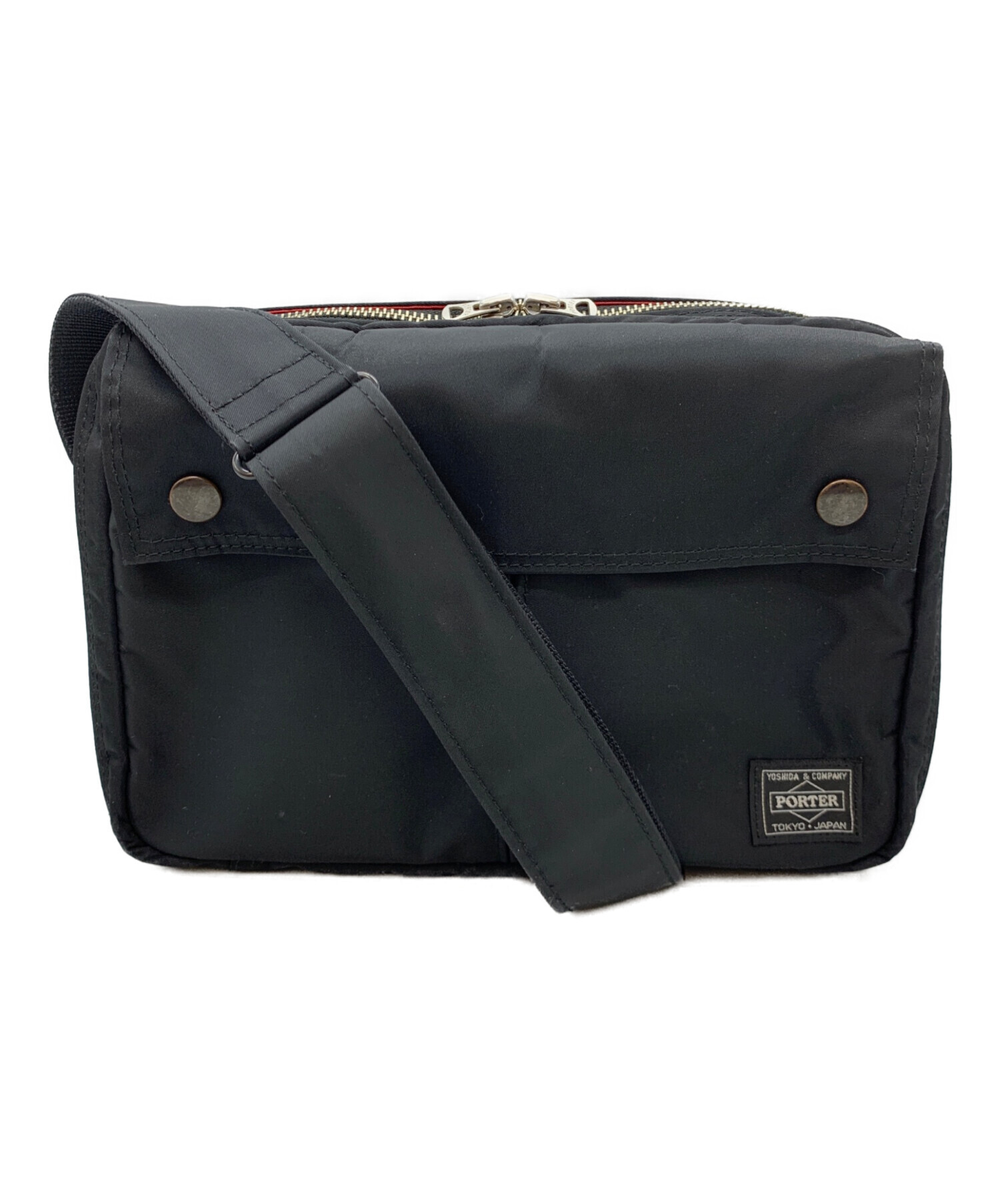 中古・古着通販】PORTER (ポーター) ショルダーバッグ ブラック×レッド 