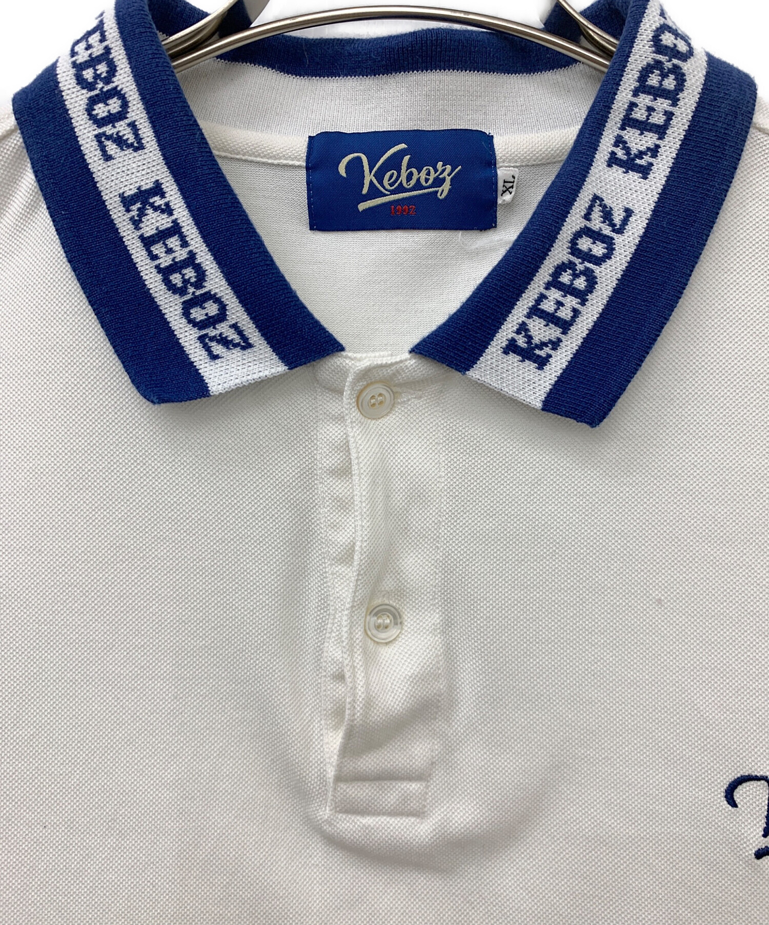 中古・古着通販】KEBOZ (ケボズ) ポロシャツ ホワイト×ブルー サイズ