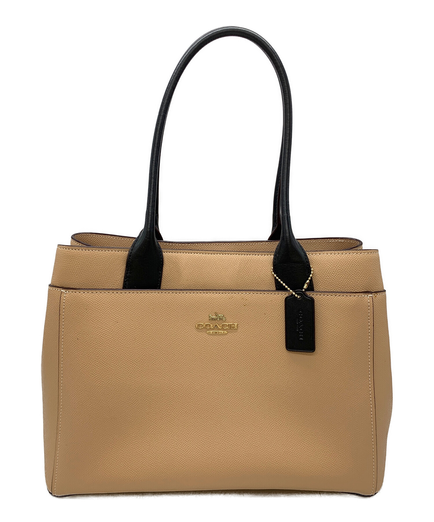 COACH トートバッグ ベージュ ブラック 中古・古着通販】COACH (コーチ) トートバッグ ベージュ｜ブランド