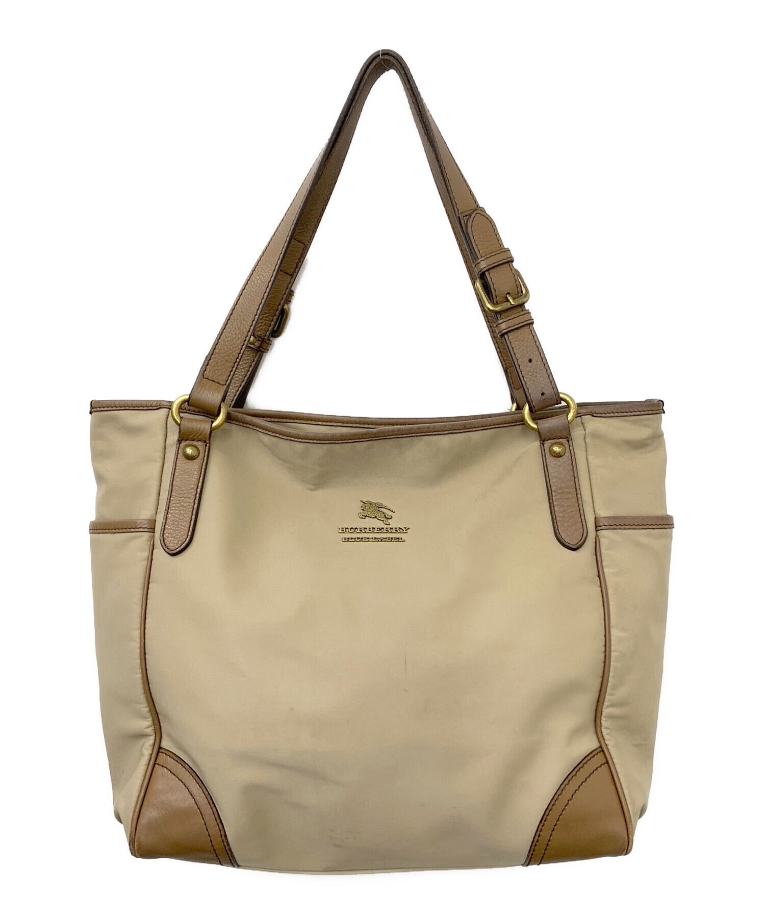 バーバリー ブルーレーベル ナイロン ベージュ トートバッグ A4 ホースロゴ 中古・古着通販】BURBERRY BLUE LABEL (バーバリー ブルー レーベル